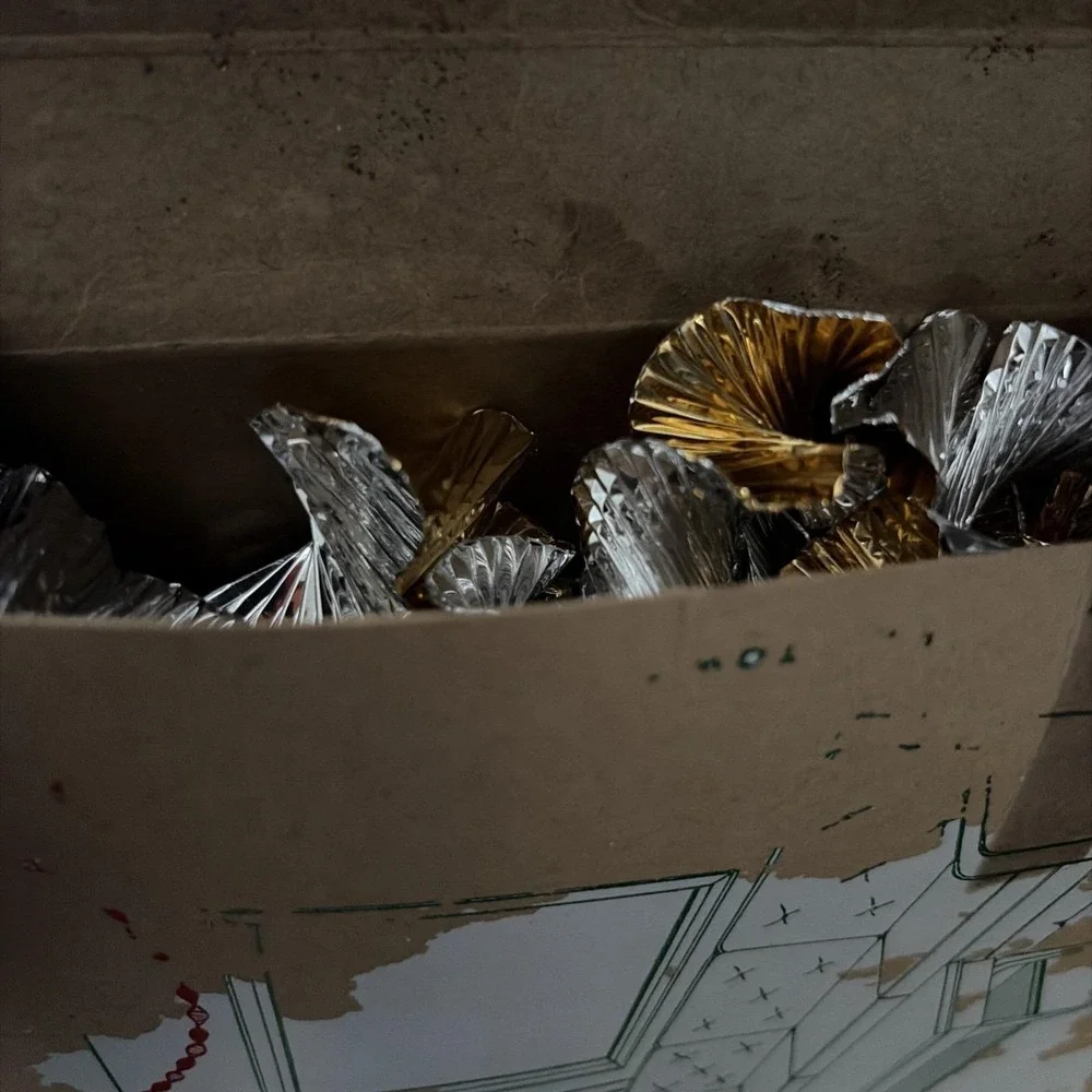 Jewel Foil Garland Gold Silver Christmas Tree Decor 30 Ft Mid Century Box VTG